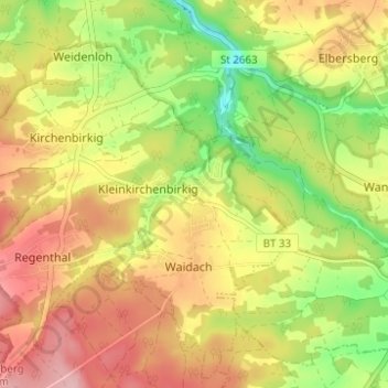 Kühlenfels topographic map, elevation, terrain