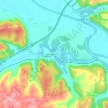 English topographic map, elevation, terrain