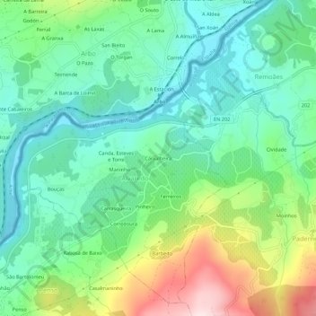 Carvalheira topographic map, elevation, terrain