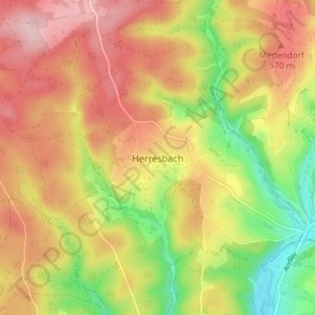 Herresbach topographic map, elevation, terrain