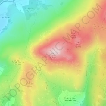 Caw topographic map, elevation, terrain