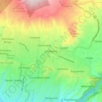 Lembang topographic map, elevation, terrain