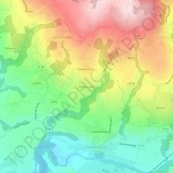Orbessy-Bas topographic map, elevation, terrain