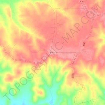 Eucha topographic map, elevation, terrain