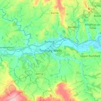 Tenbury Wells topographic map, elevation, terrain