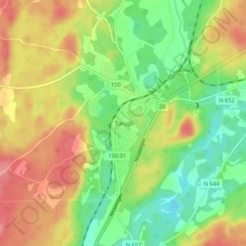 Torup topographic map, elevation, terrain