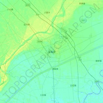 滨海县 topographic map, elevation, terrain