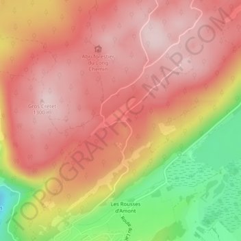 La Combe du Vert topographic map, elevation, terrain