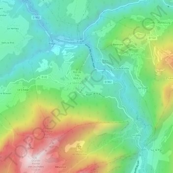 Trélachaud topographic map, elevation, terrain
