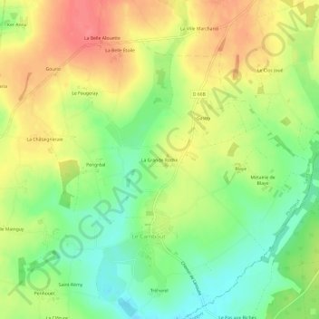 La Grande Roche topographic map, elevation, terrain