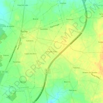 Volta da Tocha topographic map, elevation, terrain