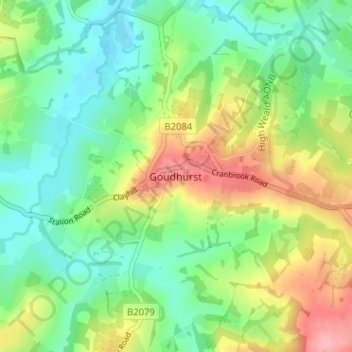 Goudhurst topographic map, elevation, terrain