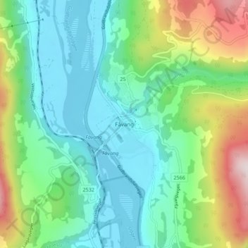 Fåvang topographic map, elevation, terrain