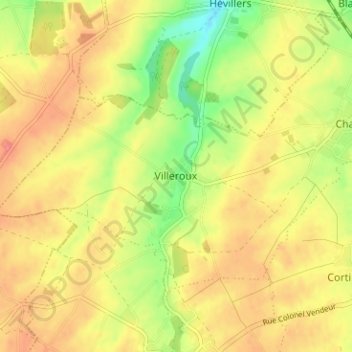 Villeroux topographic map, elevation, terrain
