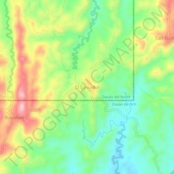 El Salvador topographic map, elevation, terrain