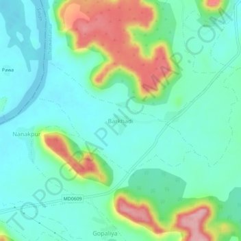 Barkhadi topographic map, elevation, terrain