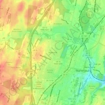 Rosemont topographic map, elevation, terrain