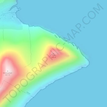 Tyril topographic map, elevation, terrain