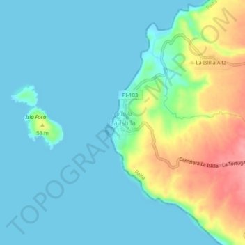 La Islilla topographic map, elevation, terrain