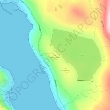 Norðarafjall topographic map, elevation, terrain