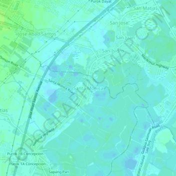 Santa Monica topographic map, elevation, terrain