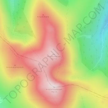 Knockmoylan topographic map, elevation, terrain