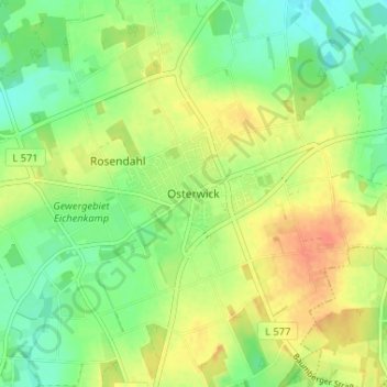 Osterwick topographic map, elevation, terrain
