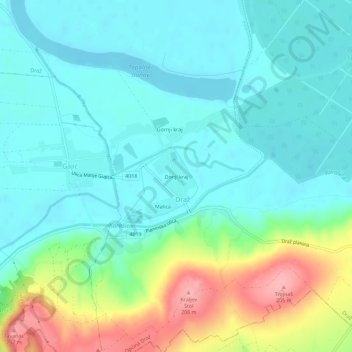 Donji kraj topographic map, elevation, terrain