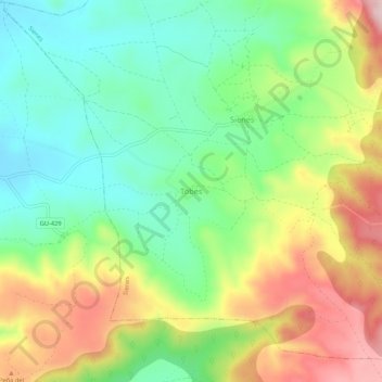 Tobes topographic map, elevation, terrain
