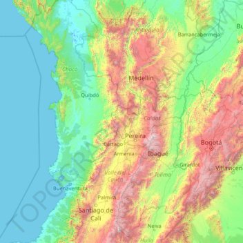 Risaralda topographic map, elevation, terrain