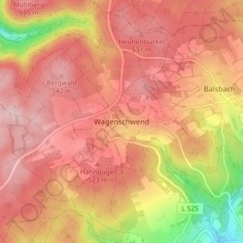 Wagenschwend topographic map, elevation, terrain