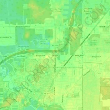 Getzville topographic map, elevation, terrain
