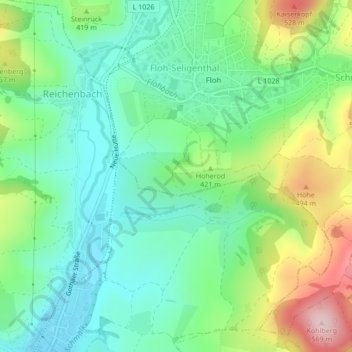 Am hohen Roth topographic map, elevation, terrain
