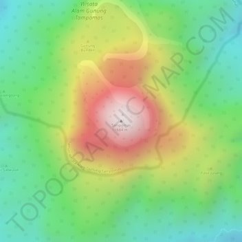 Tampomas topographic map, elevation, terrain