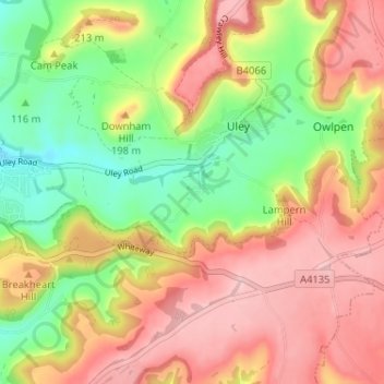 Shadwell topographic map, elevation, terrain