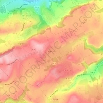 Barracand topographic map, elevation, terrain