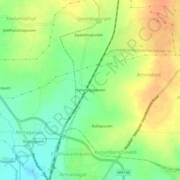 Mahalingapuram topographic map, elevation, terrain