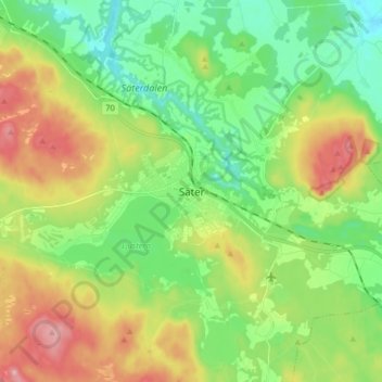 Säter topographic map, elevation, terrain