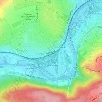 Ronet topographic map, elevation, terrain