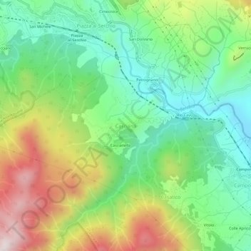 Casciana topographic map, elevation, terrain