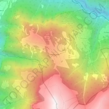 Obermutten topographic map, elevation, terrain