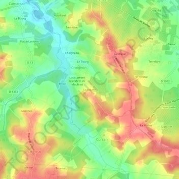 La Vidane topographic map, elevation, terrain