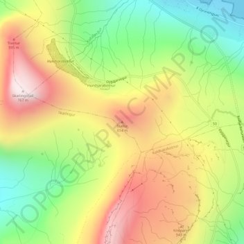 Stallur topographic map, elevation, terrain