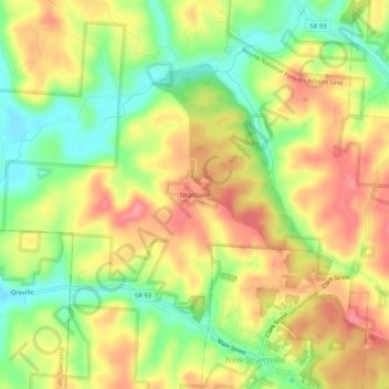 Straitsville topographic map, elevation, terrain