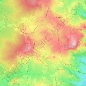La Velle topographic map, elevation, terrain