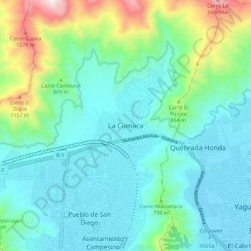 La Cumaca topographic map, elevation, terrain