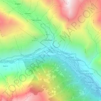 Rosone topographic map, elevation, terrain