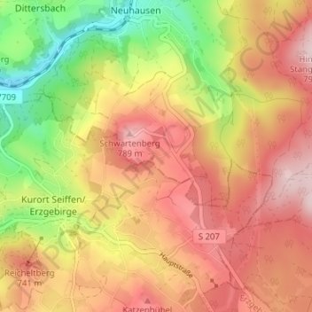 Heidelbach topographic map, elevation, terrain