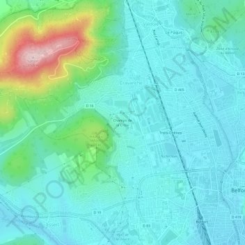 Champs de la Croix topographic map, elevation, terrain