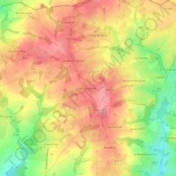 Les Coussières topographic map, elevation, terrain